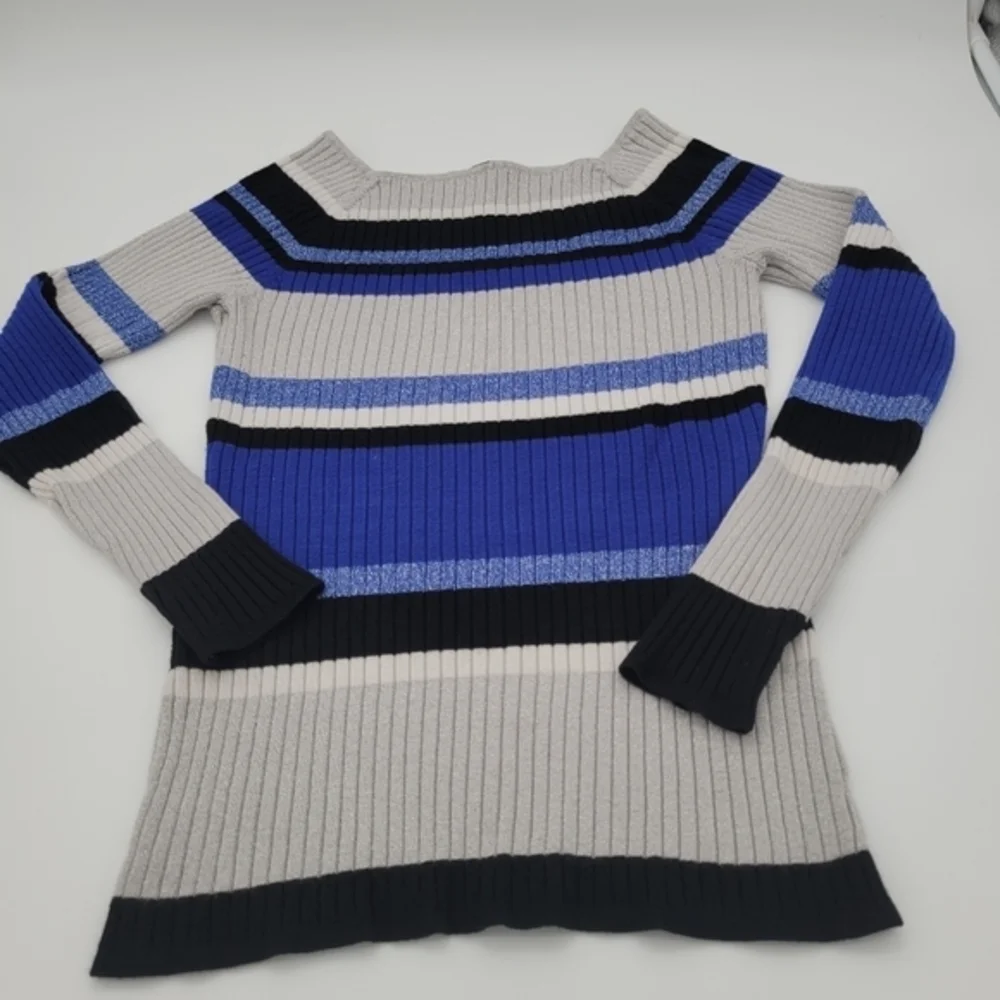 INC‎ Vibrant andMetallic Long Sleeve Sweater Block Colar Sz L